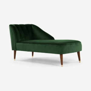 Margot chaise longue met leuning rechts, bosgroen fluweel