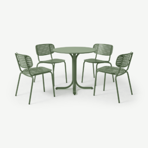 Emu tuintafel met 4 stoelen van gepoedercoat staal, groen