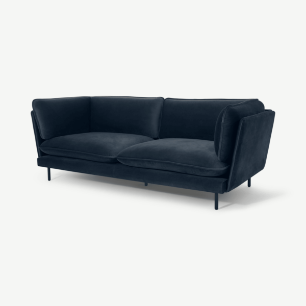 Wes 3 Seater Sofa, Ocean Blue Velvet