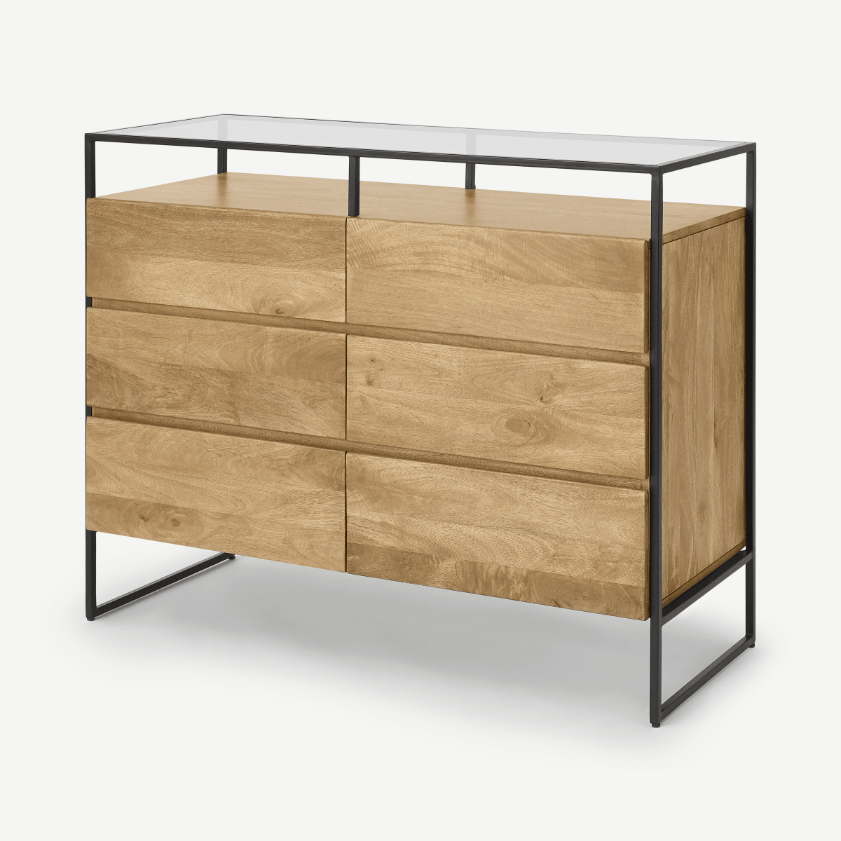 Kilby brede ladekast, licht mangohout en zwart