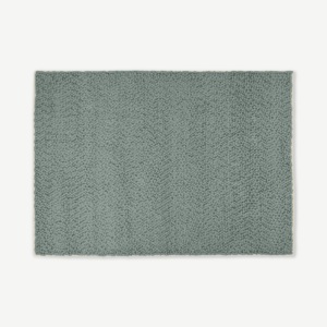 Berala textuurgeweven wollen vloerkleed, groot, 160 x 230 cm, leisteenblauw
