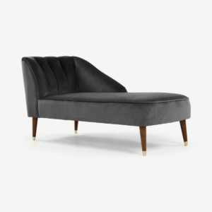 Margot chaise longue met leuning rechts, tingrijs fluweel