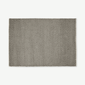 Berala textuurgeweven wollen vloerkleed, groot, 160 x 230 cm, donkertaupe