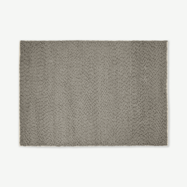 Berala textuurgeweven wollen vloerkleed, groot, 160 x 230 cm, donkertaupe