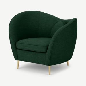 Kooper fauteuil, bosgroen textuurgeweven