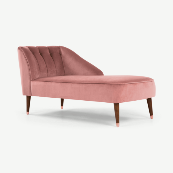 Margot chaise longue met leuning rechts, oudroze fluweel