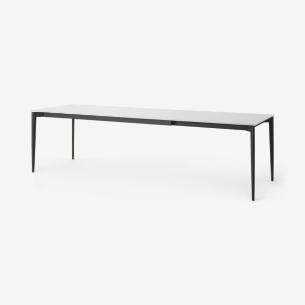 Tandil uitschuifbare eettafel, wit glas