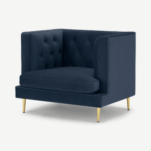 Goswell fauteuil, saffierblauw fluweel