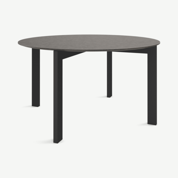 Niven 6-persoons ronde eettafel, beton en zwart