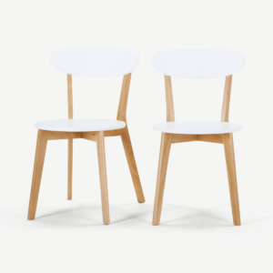 2 x Fjord eetkamerstoelen, eiken en wit