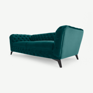 Sloan 3-zitsbank, waterblauw fluweel