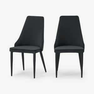 Julietta set van 2 eetkamerstoelen, loodgrijs fluweel