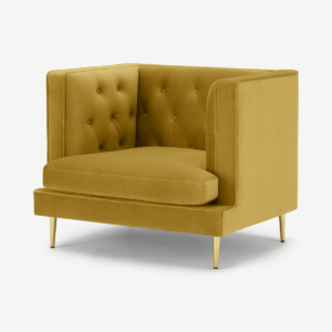 Goswell fauteuil, vintage goud fluweel