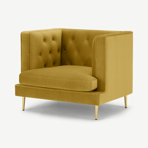 Goswell fauteuil, vintage goud fluweel